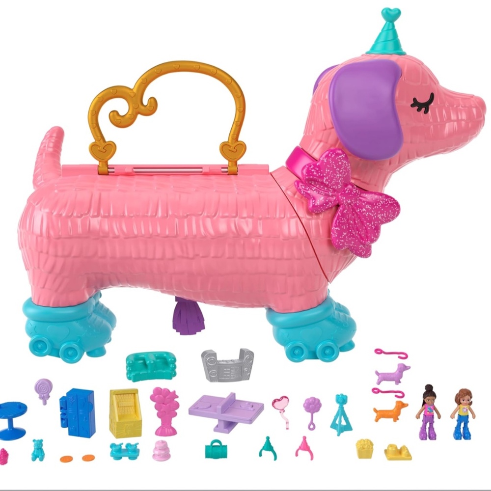 Polly Pocket 2-in-1 Travel Toy Playset, Puppy Party Large Compact